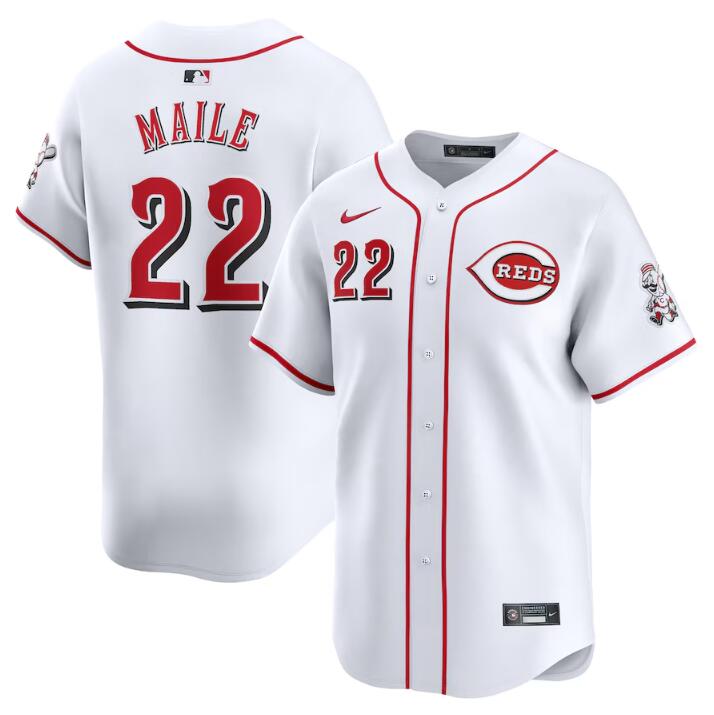 Men's Cincinnati Reds #22 Luke Maile White Home Limited Stitched Baseball Jersey